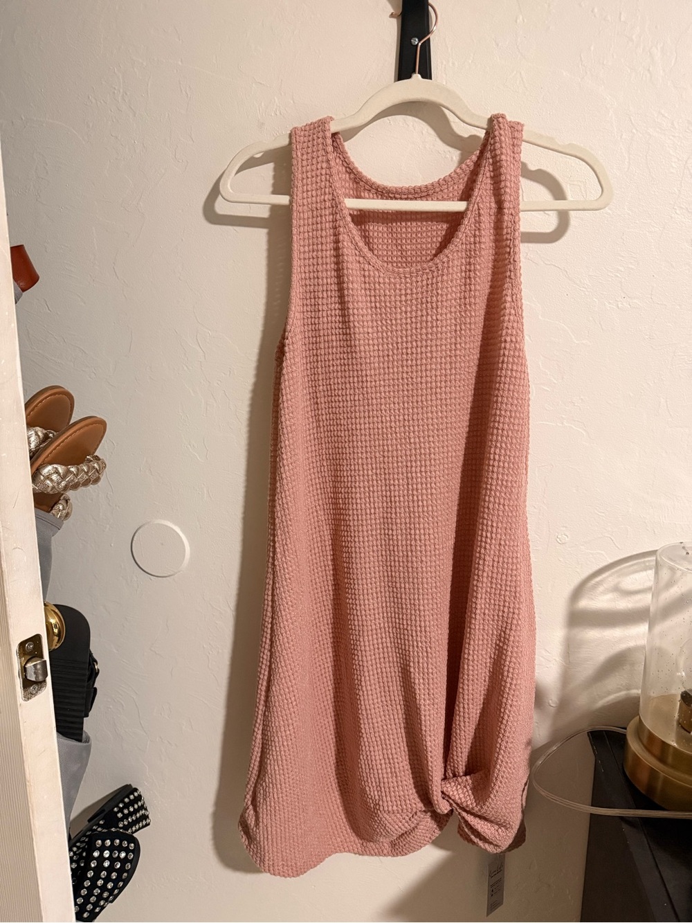 Cupshe Pink Knit Waffle Tank Swim Coverup